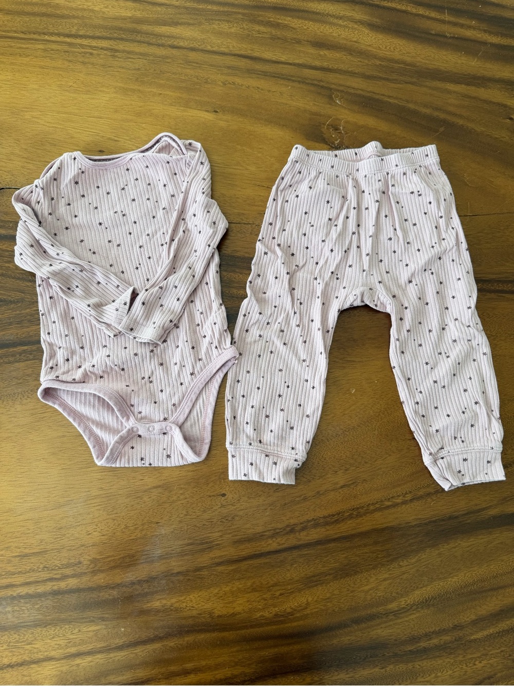 cloud island Light Purple Ribbed One-Piece with Matching Pants 100% cotton 24M